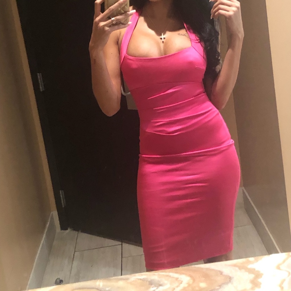Pink satin dress